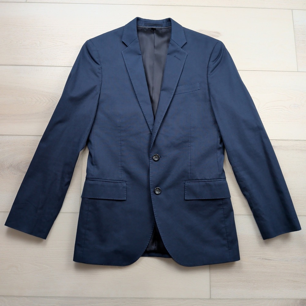 J.Crew Ludlow Blazer 34S Navy Blue Italian Cotton Tessuti Carpini Suit Jacket